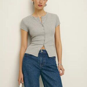 Reformation Raelynn Knit Top Grey - Size XS